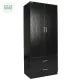 2 Door 2 Drawer Wardrobe with Hanging Rail Wooden Clothes Organizer Storage Cupboards Unit for Bedroom Furniture W 30" D 20" H 70" inches
